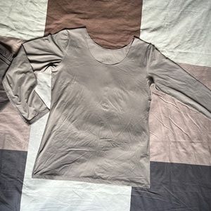 AIRism long sleeve U-necked shirt from Uniqlo in soft tan